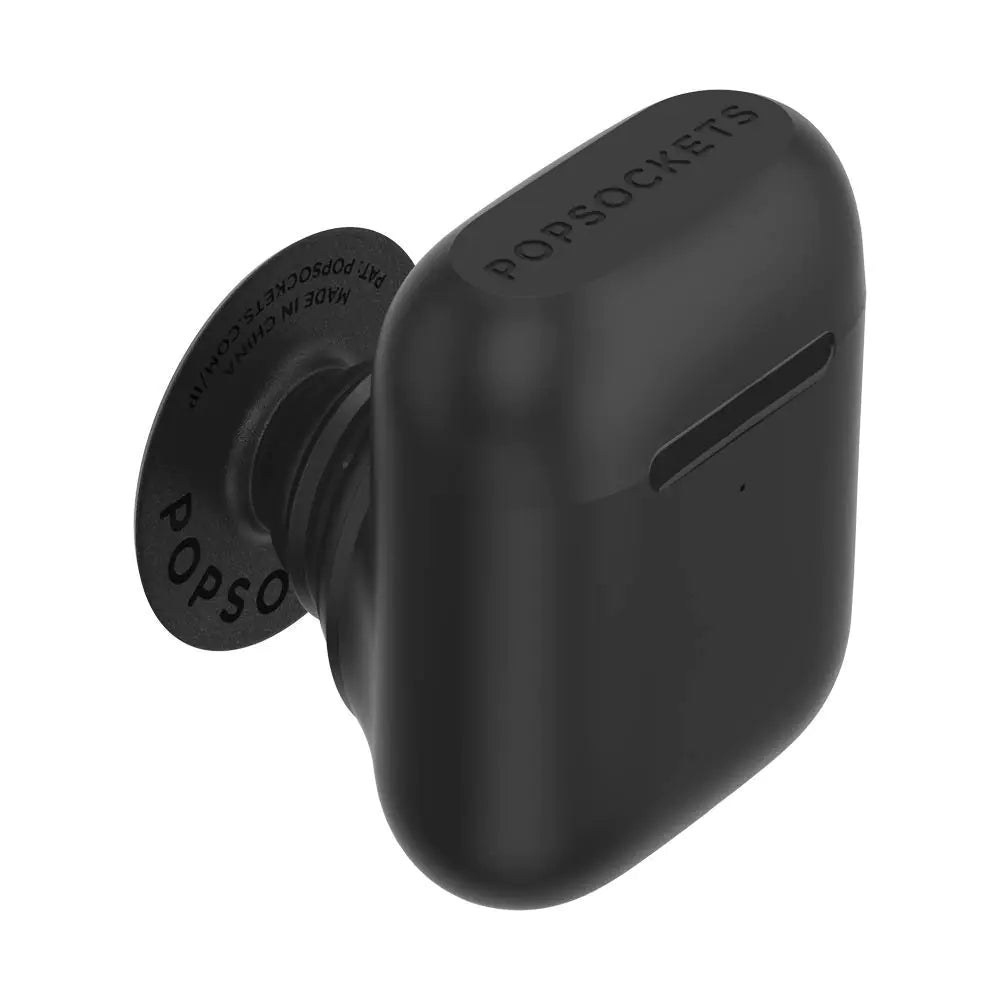 PopSockets PopGrip Headphone Case Compatible with AirPods: Swappable Grip and AirPods Holder for Phones and Tablets - Black