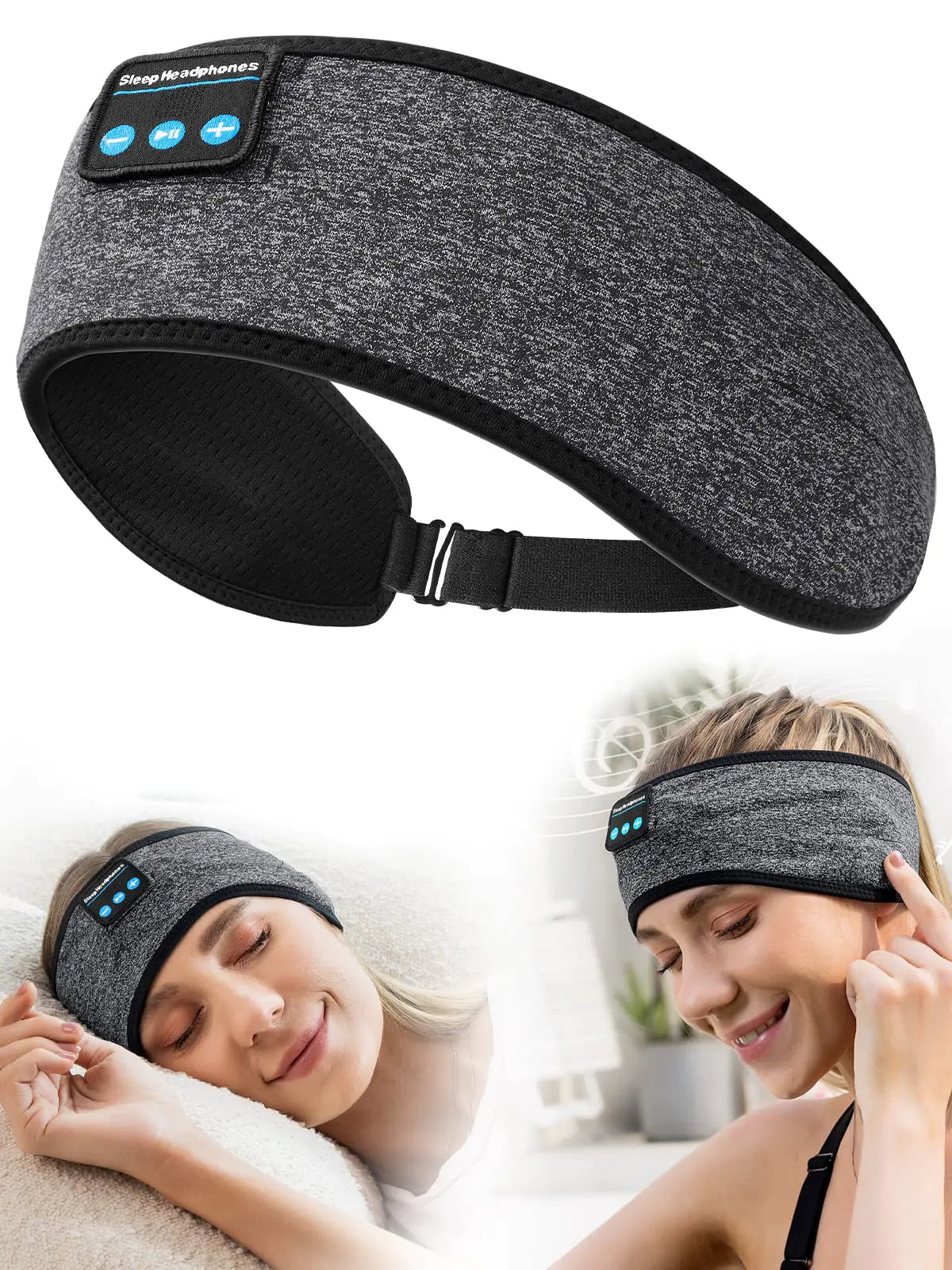Sleep Headphones Sports Headband Adjustable Wireless Headband Headphones Long Time Play Headphone Band with Built in Speakers Perfect for SleepWorkoutRunningYogaTravelInsomnia