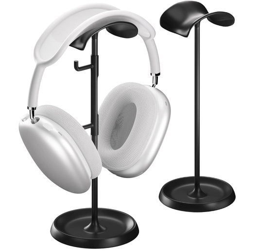 wigmoa Headphone Stand Headphone Holder with Cable Organizer Storage Tray Compatible for AirPods Max AirPods AirPods Pro Beats Bose and Most Gaming Headphones. 【No tools required】 ME-2 (Black)