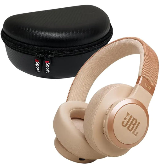 JBL Live 770NC Wireless Over Ear Noise Cancelling Headphone Bundle with gSport Case (Sandstone)