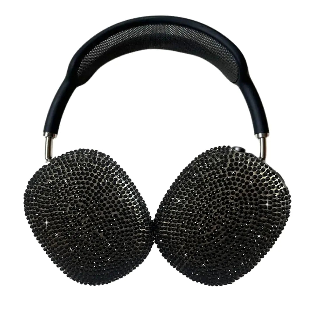 Black Cover for Airpods Max Bling Rhinestone Apple Headphone Case Sparkling Cute Glitter Airpod pro max Ear Covers Protective Accessories