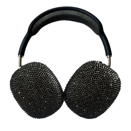 Black Cover for Airpods Max Bling Rhinestone Apple Headphone Case Sparkling Cute Glitter Airpod pro max Ear Covers Protective Accessories