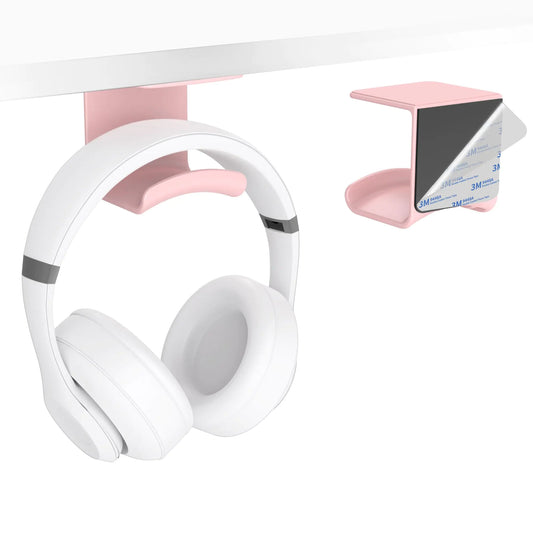 HomeMount Headphone Hook Table - Headphones Stand Under Table Headphone Bracket Clip Hanging RackUsed for PC GameOffice Backpack Wallet Hanging (Pink 1)