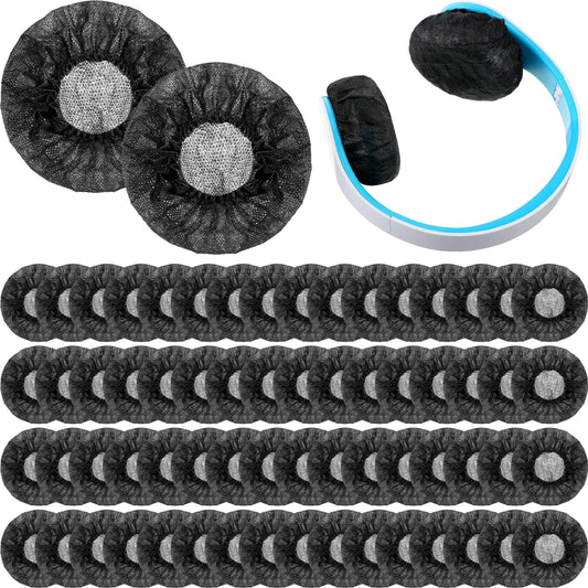 Hoteam 500 Pieces Disposable Headphone Ear Covers Non-Woven Black Sanitary Headphone Ear Covers Earpad Covers Headphone Covers for Most on Ear Headphone with 8-11 cm Earpads 11 Cm/ 4.3 Inch