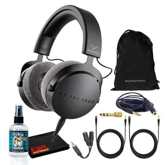 beyerdynamic DT 700 Pro X Closed-Back Studio Headphones Bundle with Detachable Cable Headphone Splitter Extension Cable and 6AVE Headphone Cleaning Kit